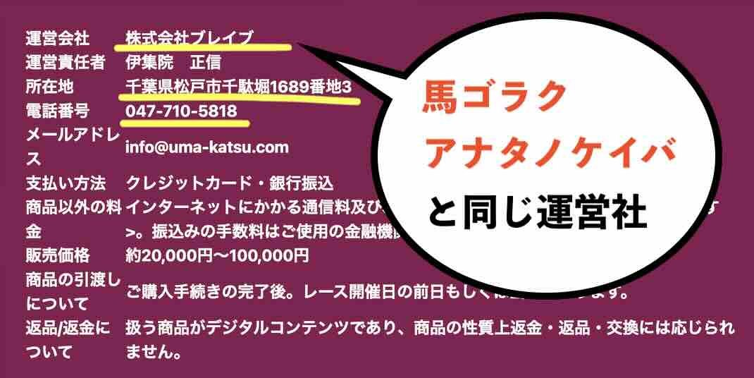 ウマぎゃるの特定商取引法に基づく表記